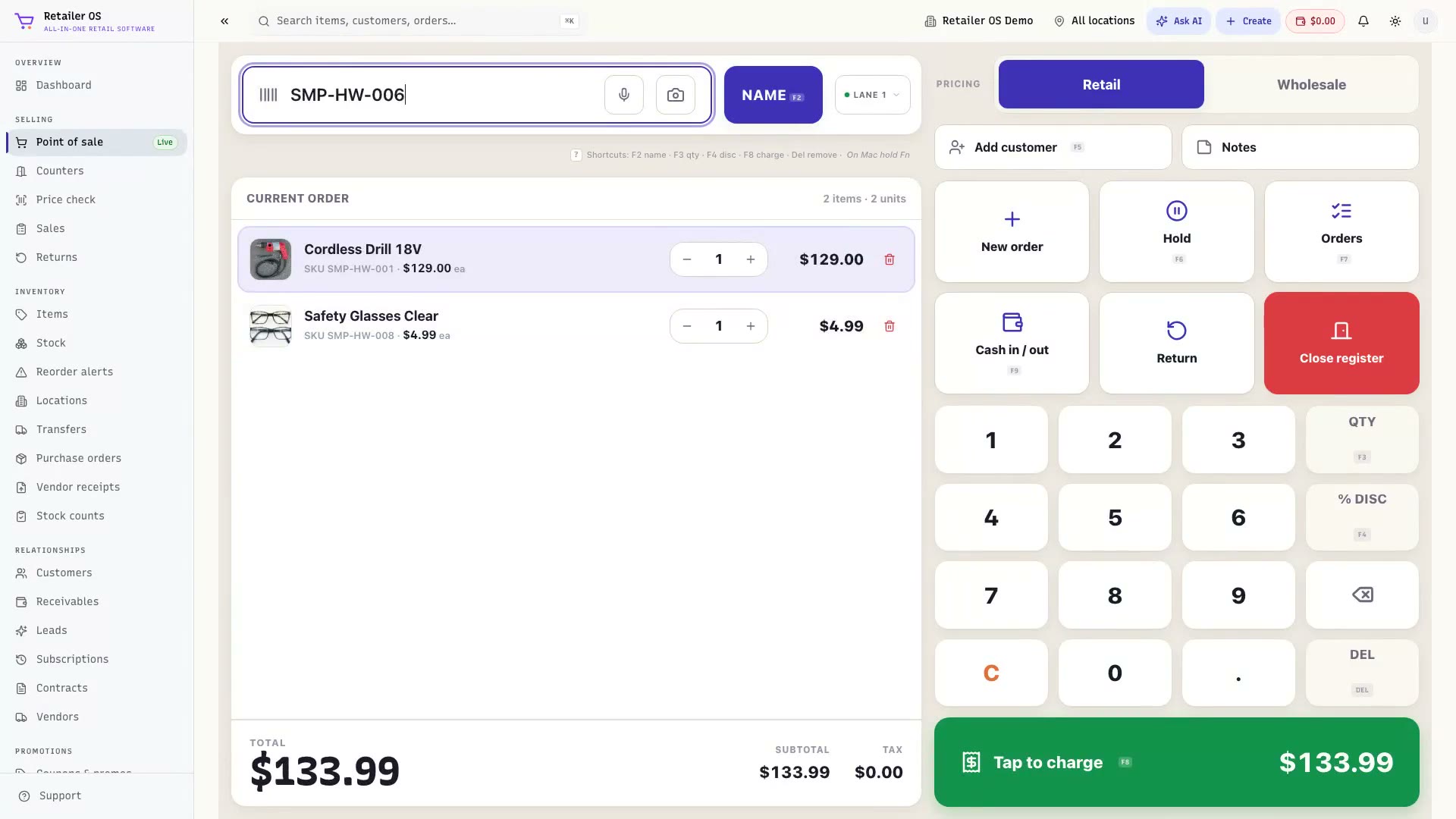 Ringing up a sale walkthrough
